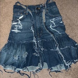 High waisted denim skirt